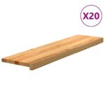 Podloge za stopnice 20 kosov rjave 100x25x2 cm trdna hrastovina - Image 2