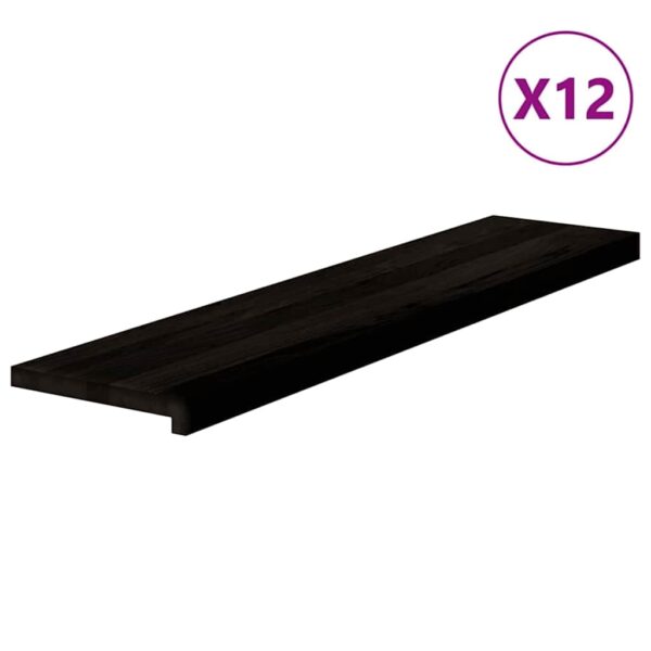 Podloge za stopnice 12 kosov rjave 110x30x2 cm trdna hrastovina - Image 2