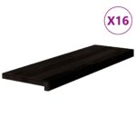 Podloge za stopnice 16 kosov rjave 80x25x2 cm trdna hrastovina - Image 2