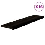 Podloge za stopnice 16 kosov rjave 110x30x2 cm trdna hrastovina - Image 2