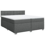 Box spring postelja z vzmetnico temno siva 200x200 cm blago - Image 2