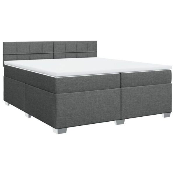 Box spring postelja z vzmetnico temno siva 200x200 cm blago - Image 2