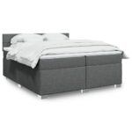 Box spring postelja z vzmetnico temno siva 200x200 cm blago