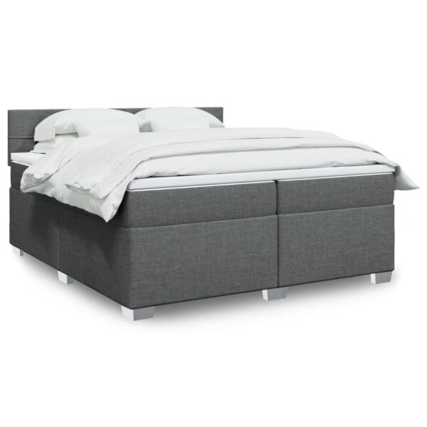 Box spring postelja z vzmetnico temno siva 200x200 cm blago