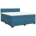 Box spring postelja z vzmetnico modra 200x200 cm žamet - Image 2