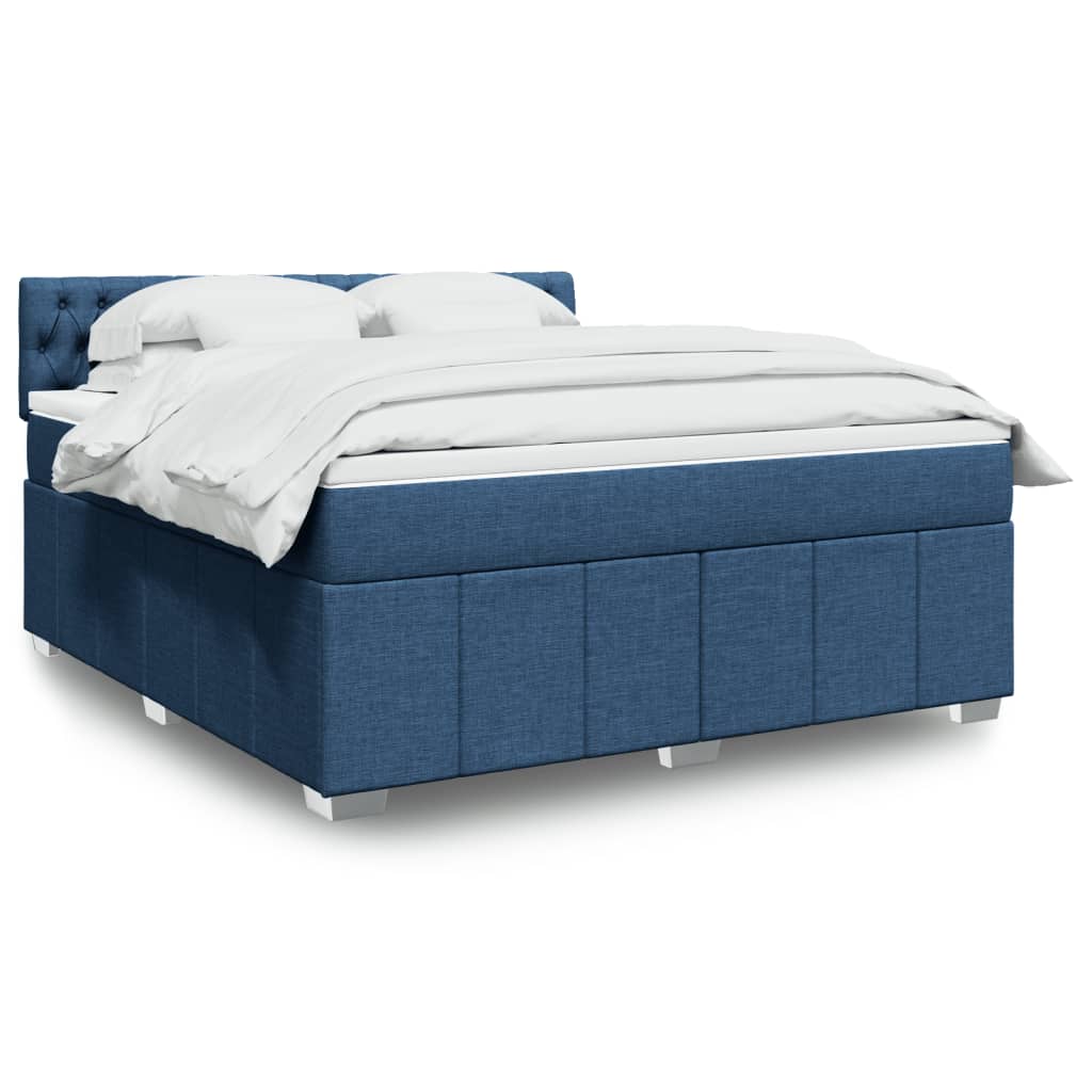 Box spring postelja z vzmetnico modra 180×200 cm blago