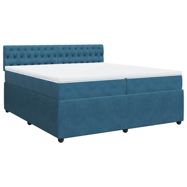Box spring postelja z vzmetnico modra 200x200 cm žamet - Image 2