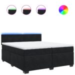 Box spring postelja z vzmetnico črna 200x200 cm žamet - Image 2