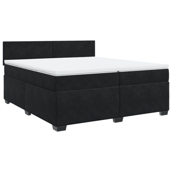 Box spring postelja z vzmetnico črna 200x200 cm žamet - Image 3