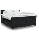 Box spring postelja z vzmetnico črna 200x200 cm žamet