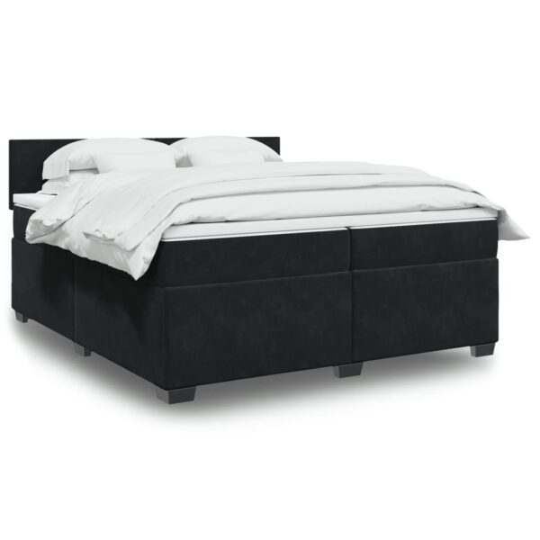 Box spring postelja z vzmetnico črna 200x200 cm žamet