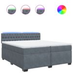 Box spring postelja z vzmetnico temno siva 200x200 cm žamet - Image 2