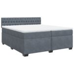 Box spring postelja z vzmetnico temno siva 200x200 cm žamet - Image 3
