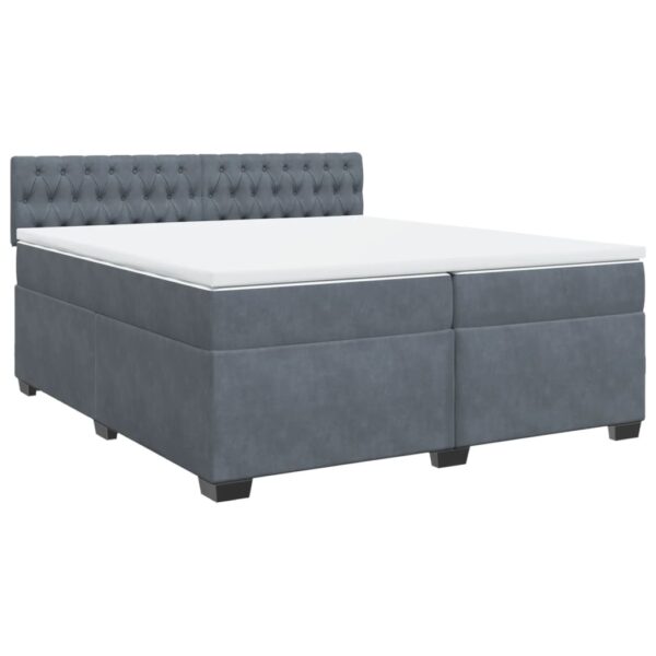Box spring postelja z vzmetnico temno siva 200x200 cm žamet - Image 3