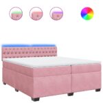 Box spring postelja z vzmetnico roza 200x200 cm žamet - Image 2