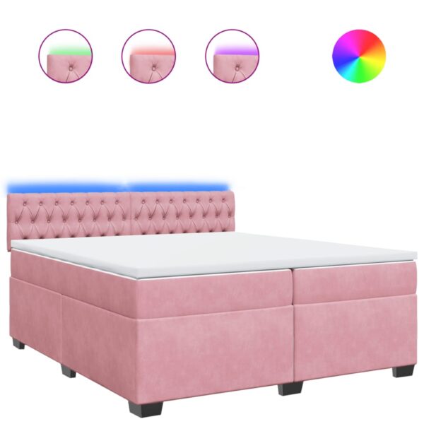 Box spring postelja z vzmetnico roza 200x200 cm žamet - Image 2