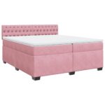 Box spring postelja z vzmetnico roza 200x200 cm žamet - Image 3