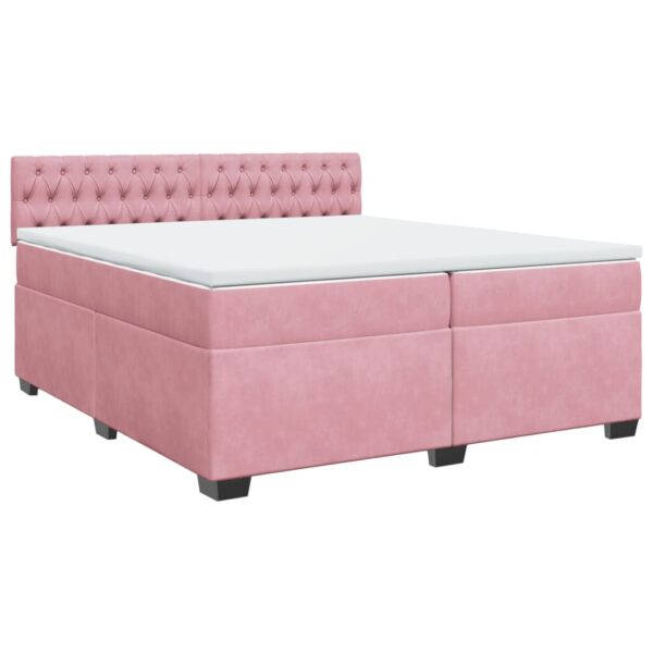Box spring postelja z vzmetnico roza 200x200 cm žamet - Image 3