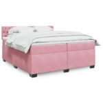 Box spring postelja z vzmetnico roza 200x200 cm žamet