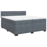 Box spring postelja z vzmetnico temno siva 200x200 cm žamet - Image 3