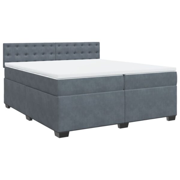 Box spring postelja z vzmetnico temno siva 200x200 cm žamet - Image 3