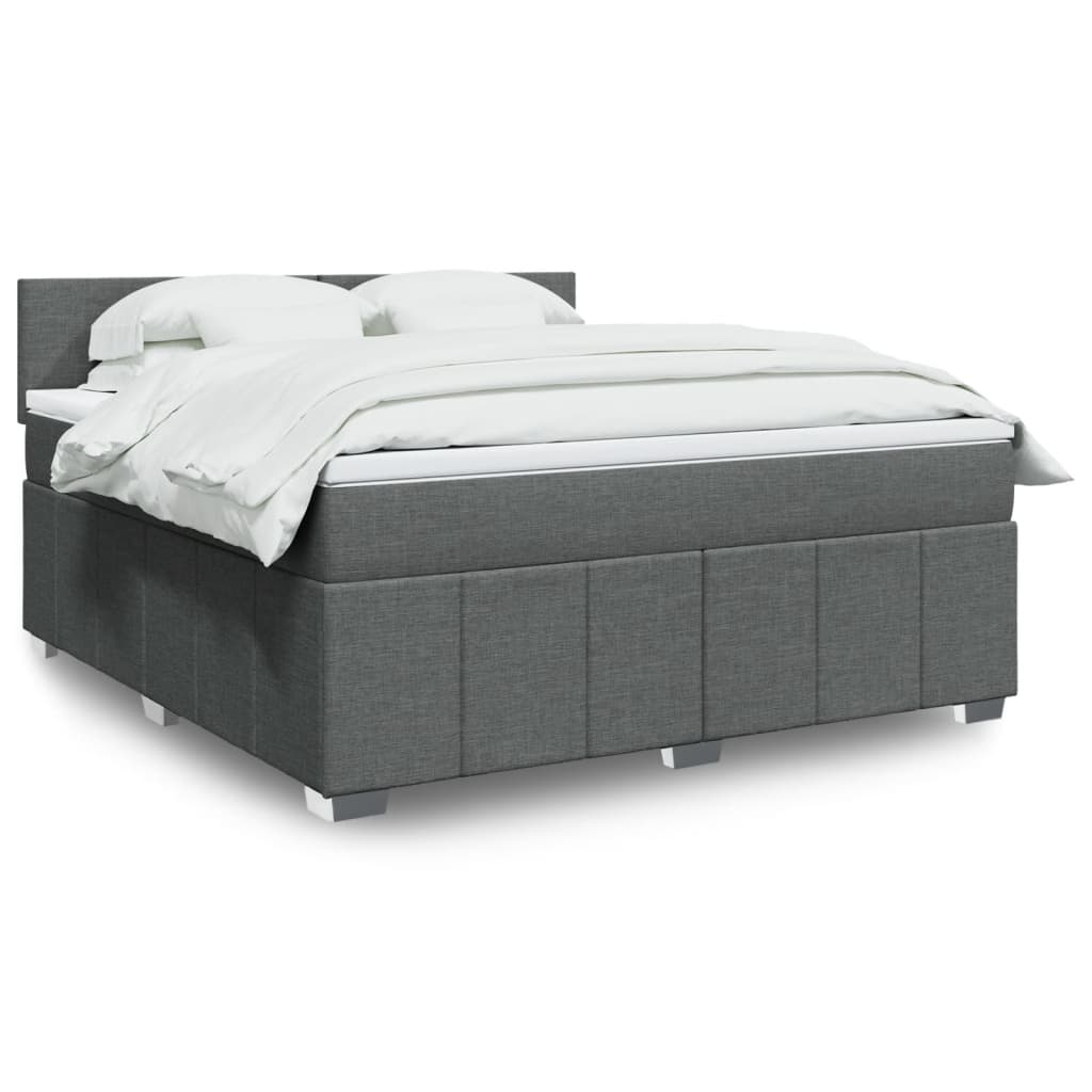 Box spring postelja z vzmetnico temno siva 180×200 cm blago
