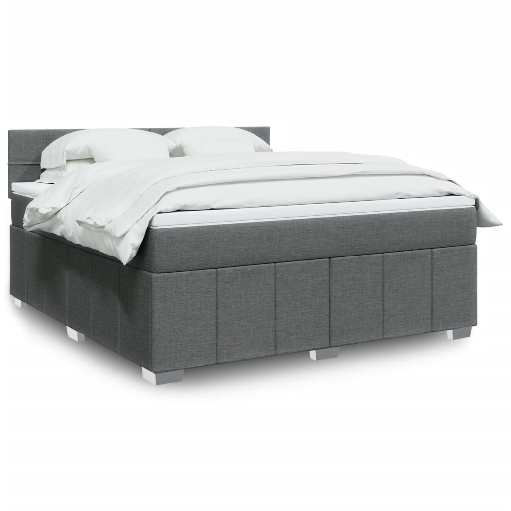 Box spring postelja z vzmetnico temno siva 180×200 cm blago