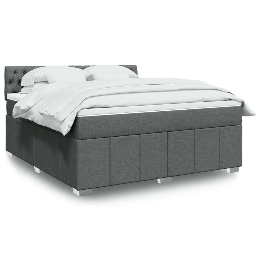 Box spring postelja z vzmetnico temno siva 180×200 cm blago