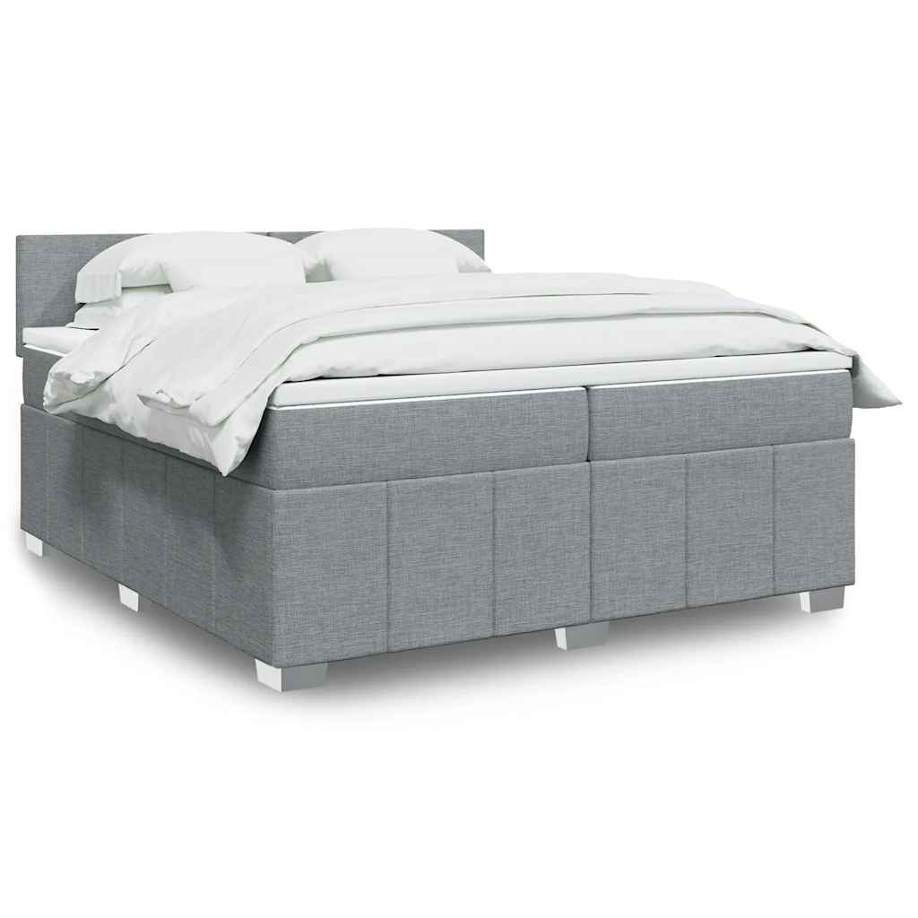 Box spring postelja z vzmetnico svetlo siva 200×200 cm blago