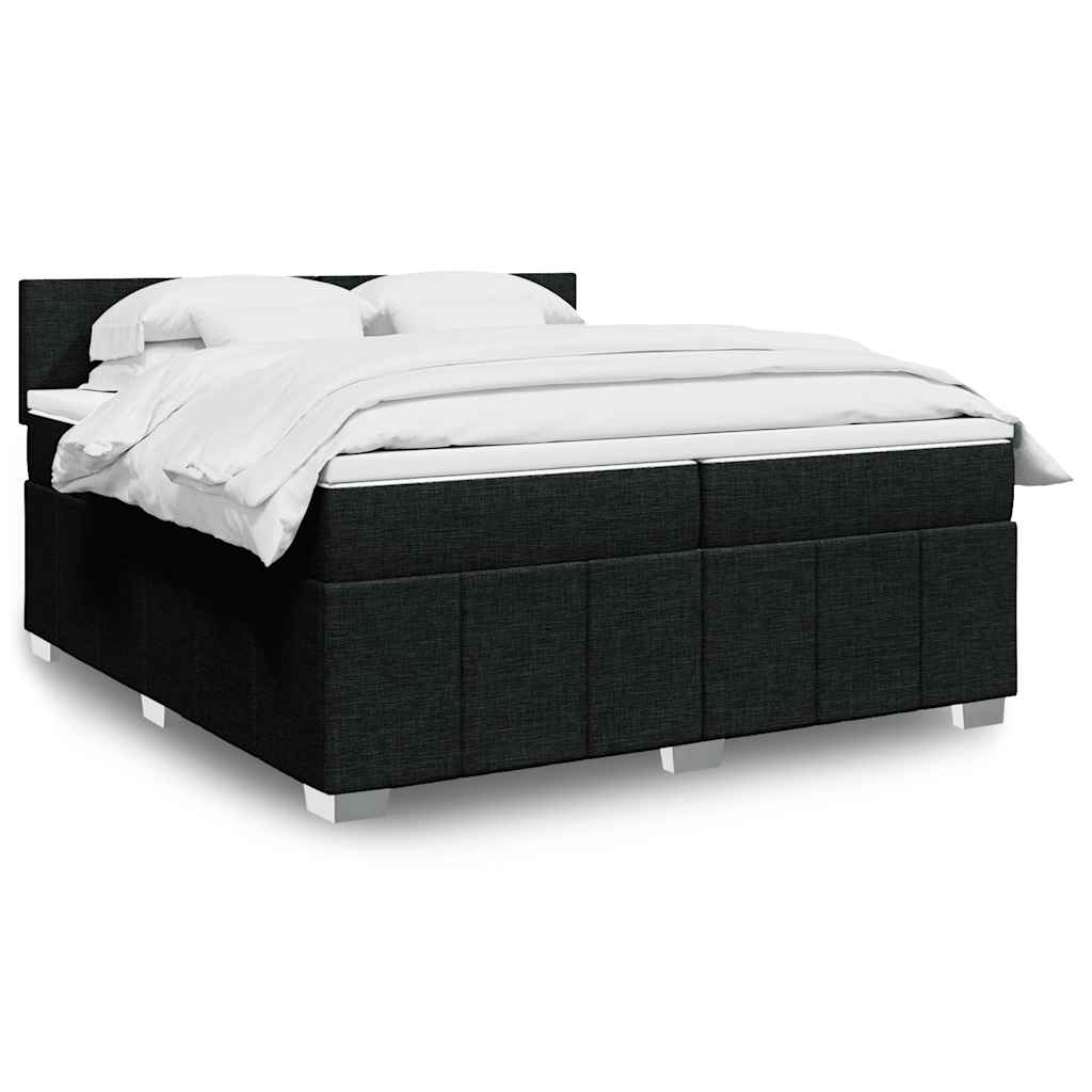 Box spring postelja z vzmetnico črn 200×200 cm blago