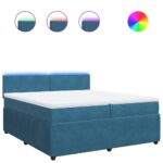 Box spring postelja z vzmetnico modra 200x200 cm žamet - Image 2