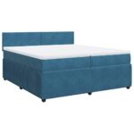 Box spring postelja z vzmetnico modra 200x200 cm žamet - Image 3