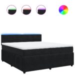 Box spring postelja z vzmetnico črna 200x200 cm žamet - Image 2