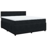 Box spring postelja z vzmetnico črna 200x200 cm žamet - Image 3