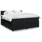 Box spring postelja z vzmetnico črna 200x200 cm žamet