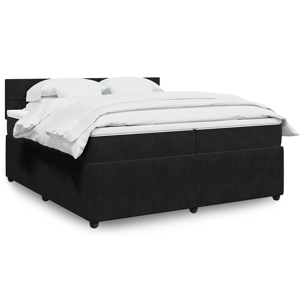 Box spring postelja z vzmetnico črna 200×200 cm žamet