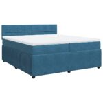 Box spring postelja z vzmetnico modra 200x200 cm žamet - Image 3