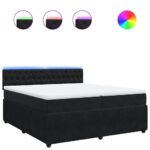 Box spring postelja z vzmetnico črna 200x200 cm žamet - Image 2