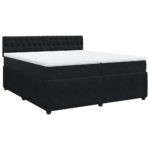 Box spring postelja z vzmetnico črna 200x200 cm žamet - Image 3