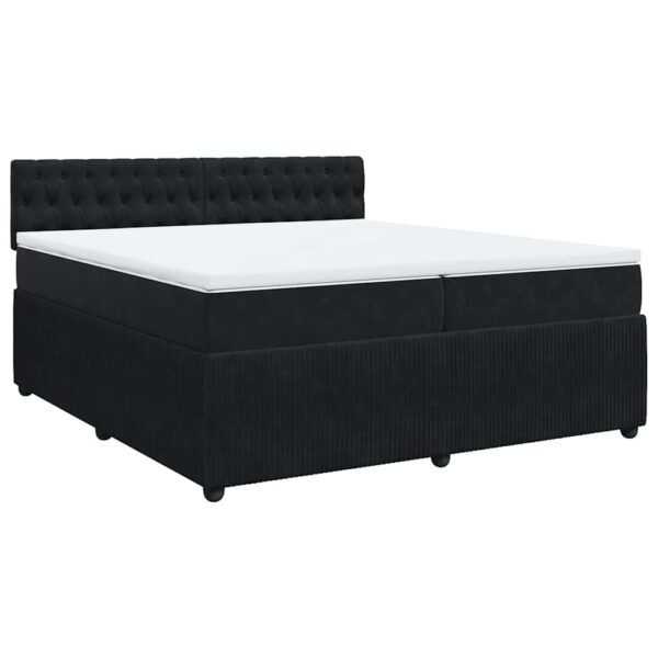 Box spring postelja z vzmetnico črna 200x200 cm žamet - Image 3