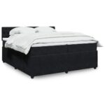 Box spring postelja z vzmetnico črna 200x200 cm žamet