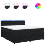 Box spring postelja z vzmetnico črna 200x200 cm žamet - Image 2