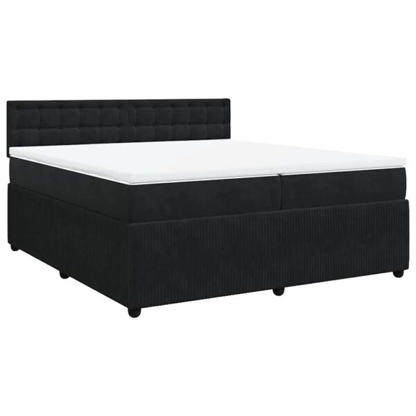 Box spring postelja z vzmetnico črna 200x200 cm žamet - Image 3