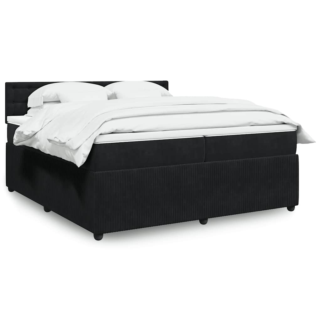 Box spring postelja z vzmetnico črna 200×200 cm žamet