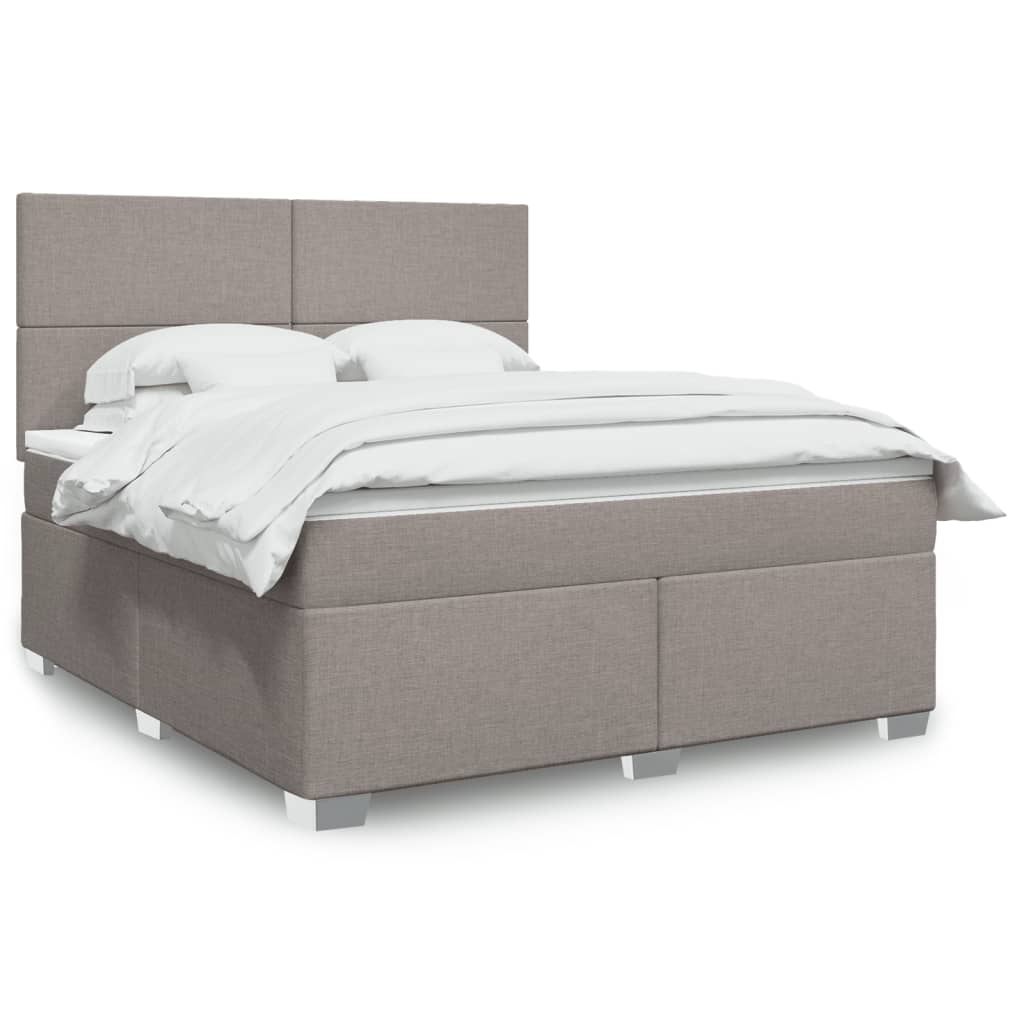 Box spring postelja z vzmetnico taupe 180×200 cm blago