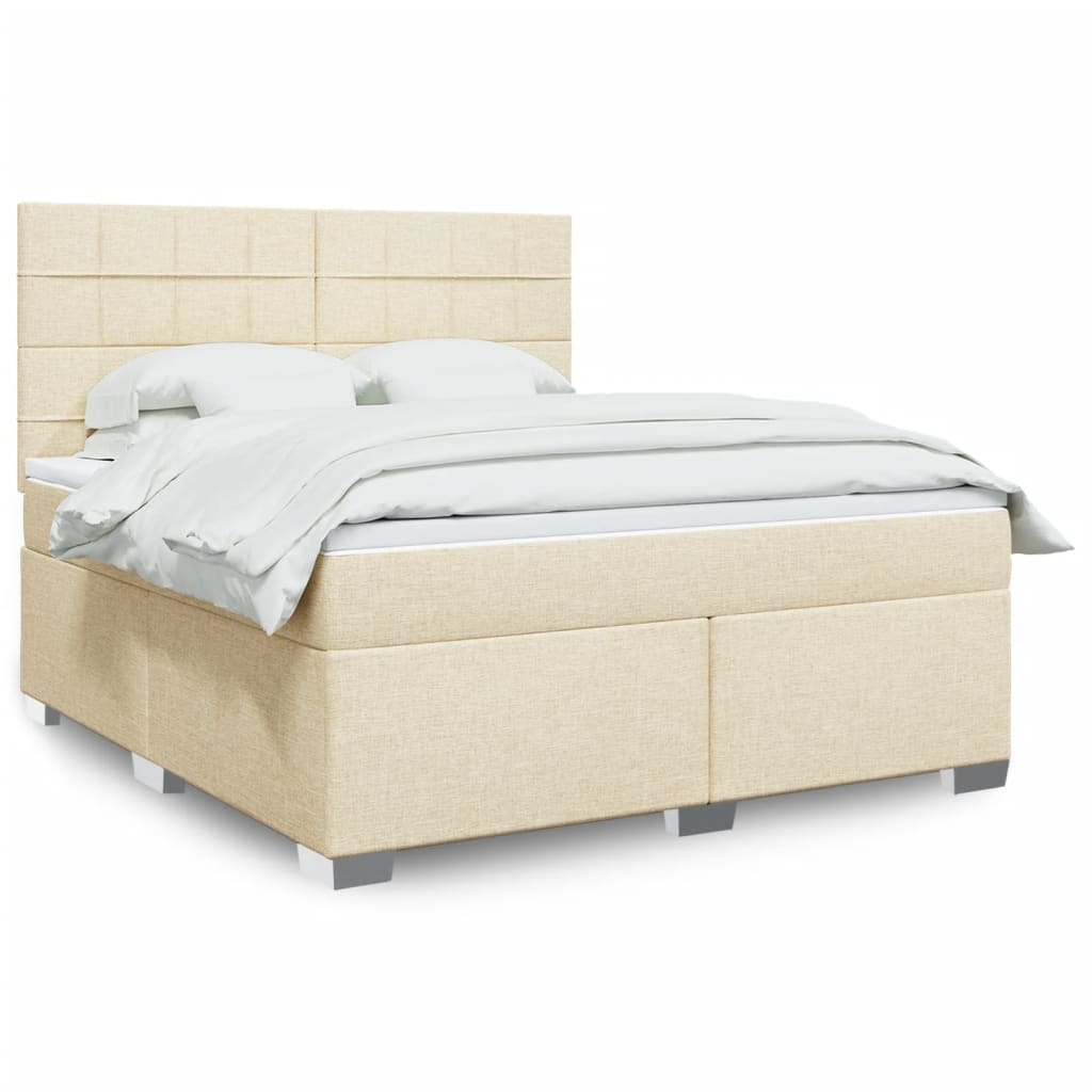 Box spring postelja z vzmetnico krem 180×200 cm blago