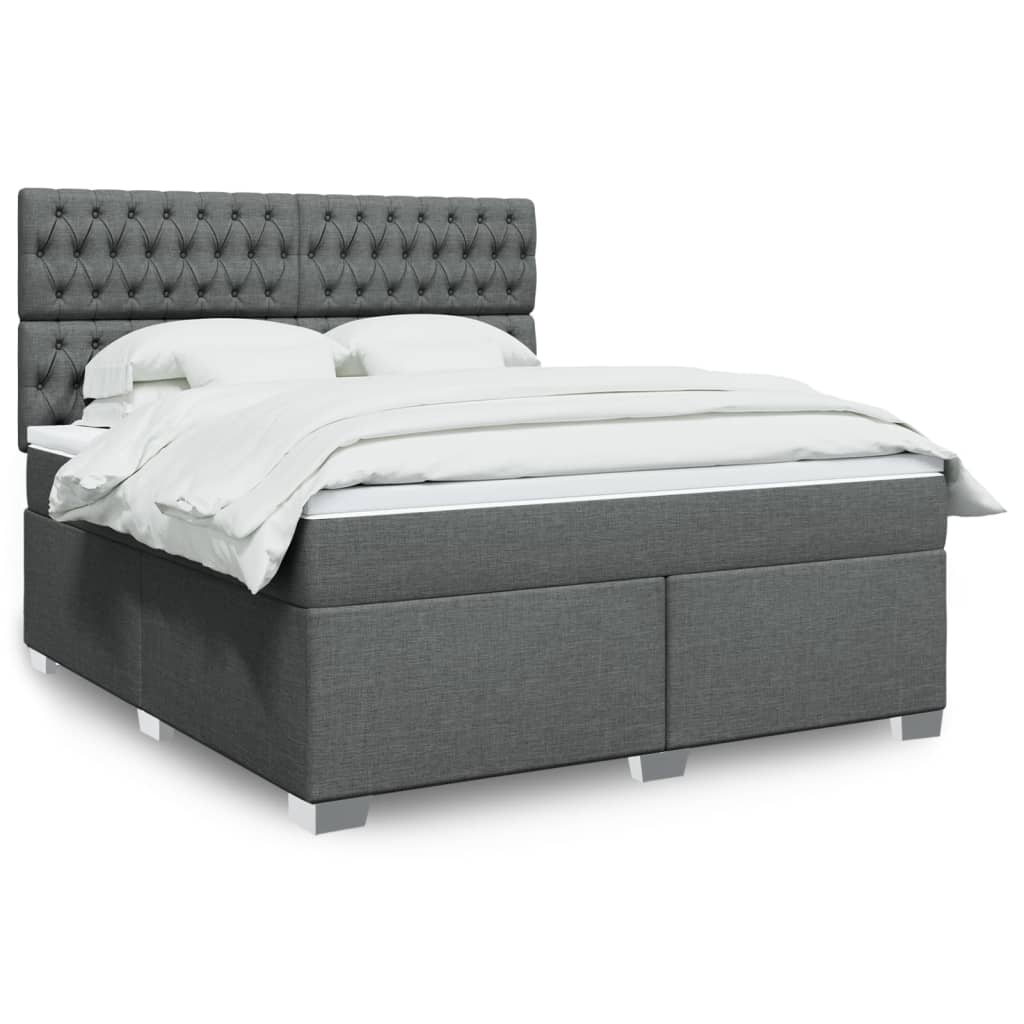 Box spring postelja z vzmetnico temno siva 180×200 cm blago