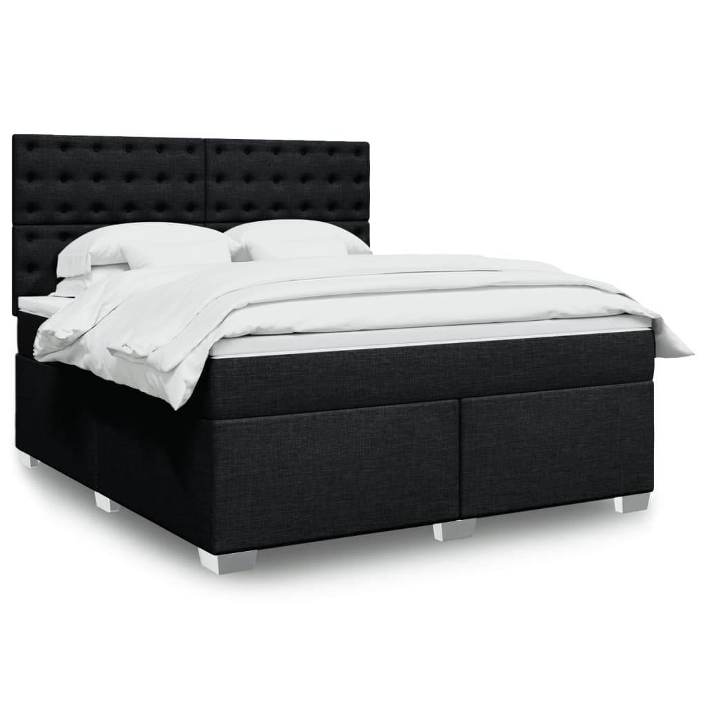 Box spring postelja z vzmetnico črna 180×200 cm blago