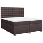 Box spring postelja z vzmetnico temno rjav 200x200 cm blago - Image 2