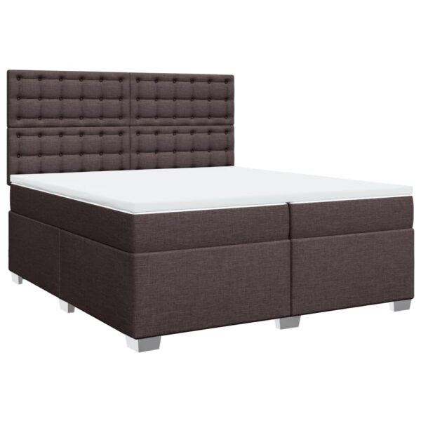 Box spring postelja z vzmetnico temno rjav 200x200 cm blago - Image 2